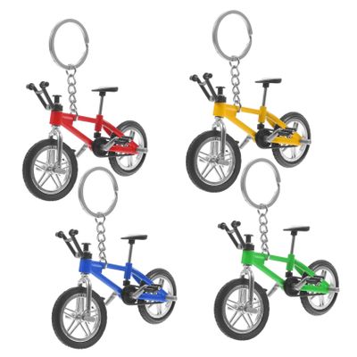 LABRIMP 4pcs Miniature Finger Mountain Bike Keychain Unique Model for Hanging Decor for Cycling Enthusiasts Backpack Accessories