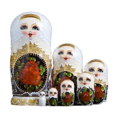 PXIWDAN 7 Pieces Exquisite Traditional Russian Matryoshka Nesting Doll Handicrafts Toy Christmas Birthday Gift Stacking Doll