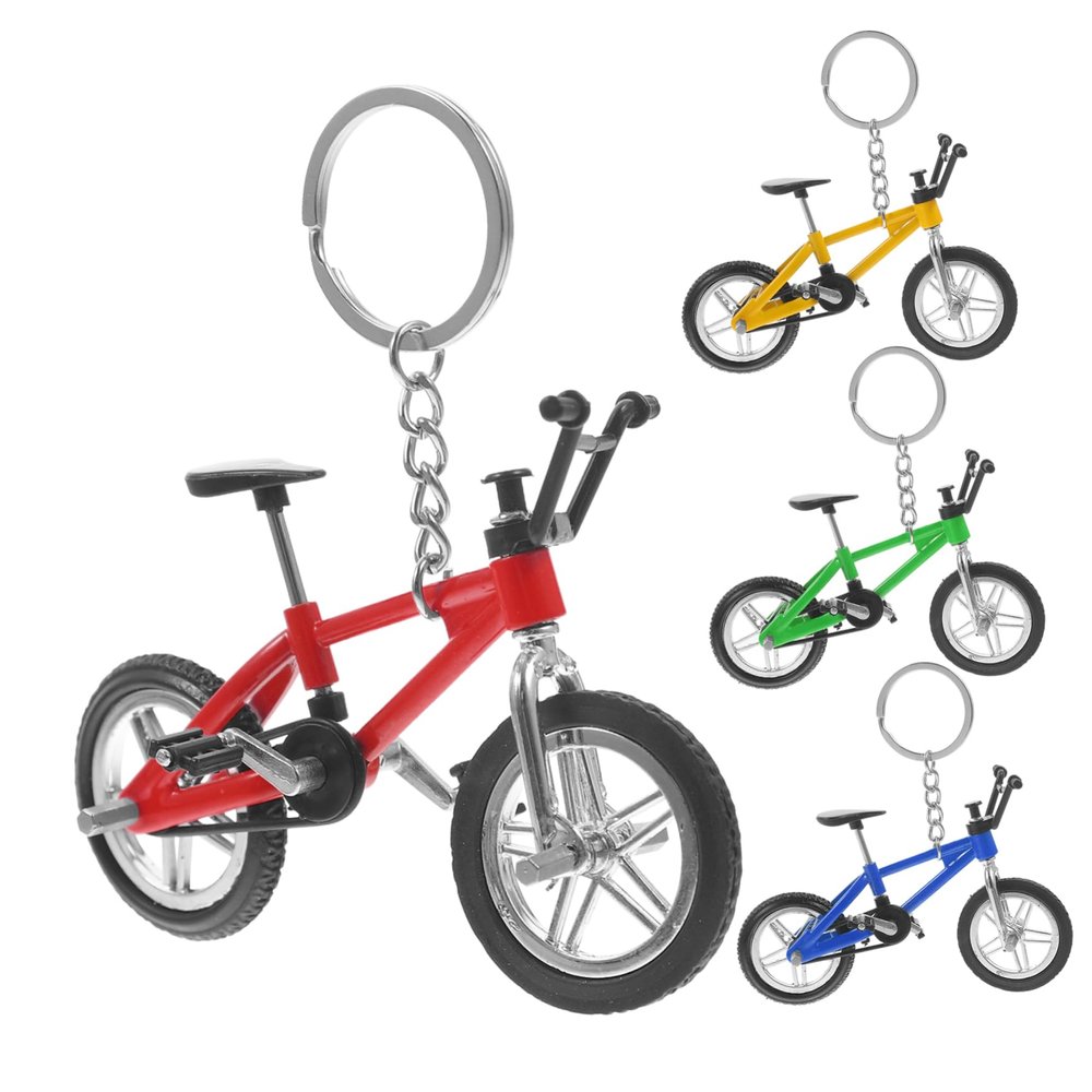 FELTECHELECTR 4pcs Alloy Bike Model Keychain Vintage Bicycle Model Bicycle for Friends