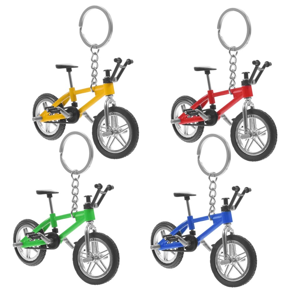 BRIGHTFUFU 4pcs Alloy Mountain Bike Model Keychain Diy Bicycle Model Toys Bike Pendant for Keyring Decorative Ornament
