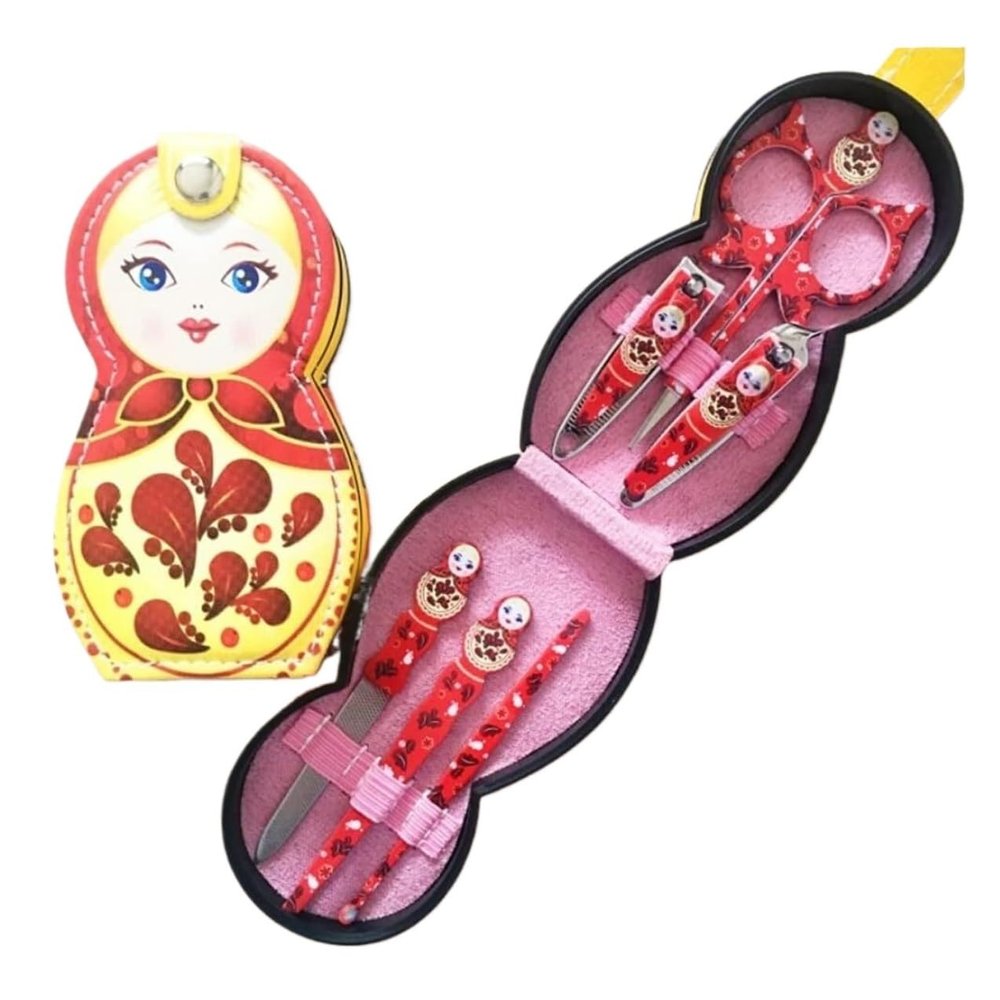 PXIWDAN Nesting Doll 1pcs Matryoshka Doll 6 in 1 Manicure Pedicure Set Nail Clippers Professional Pedicure Nail Scissors Kit Stacking Doll(Yellow)