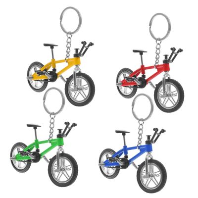 PRETYZOOM 4pcs Mini Bike Model Keychain Bicycle Model Pendants Realistic Alloy Mountain Bike for Friends