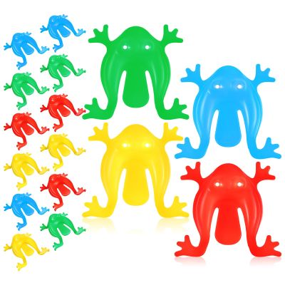 Garneck 16 Pcs Jumping Frog Toys Assorted Colors Plastic Leaping Frogs for Indoor Outdoor Fun Party Favors