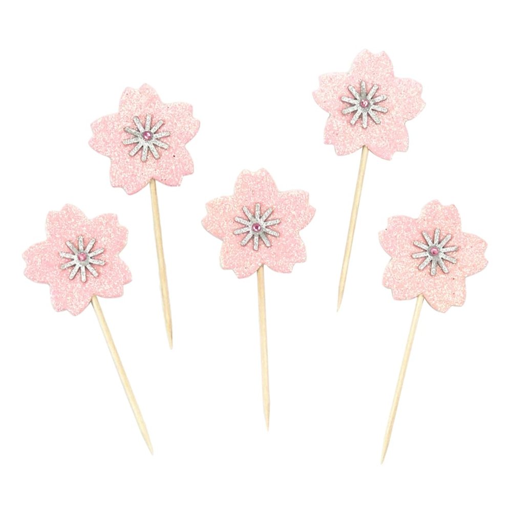 FELTECHELECTR 10pcs Cherry Blossoms Cake Topper Edible Cupcake Decorations Perfect for Party and Celebration