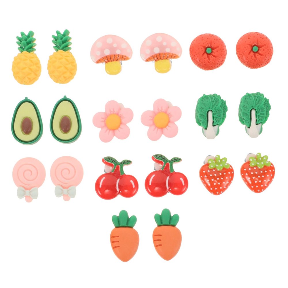 KOMBIUDA 10pairs Non-pierced Clip Earrings for Girls Safe and Comfortable Flower Ear Accessories for Toddlers for Dress up Friendly