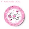 117 Pcs Pink Cartoon Party Dessert Plates Napkins Forks Tablecloth Cups Birthday Banner Tablecovers for Baby Shower Girls 1st 2nd 3rd 4th 5th Birthday Party Decorations Supplies - 20 Guests view 2