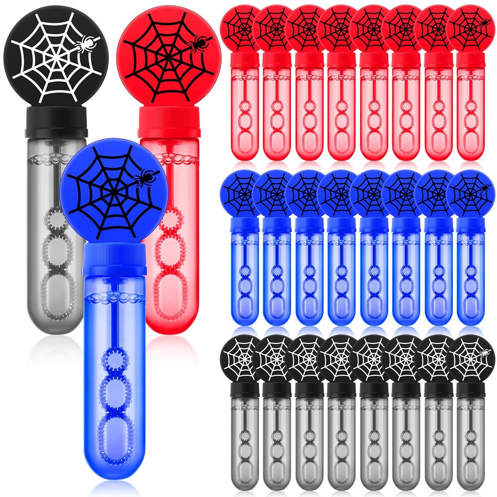 Rotatingpals 24 Pcs Spider Web Bubble Wands Mini Bubble Party Favor Toys for Kids Toddlers Birthday Goody Bag Stuffer Filler Summer Outdoor Classroom Reward Gifts
