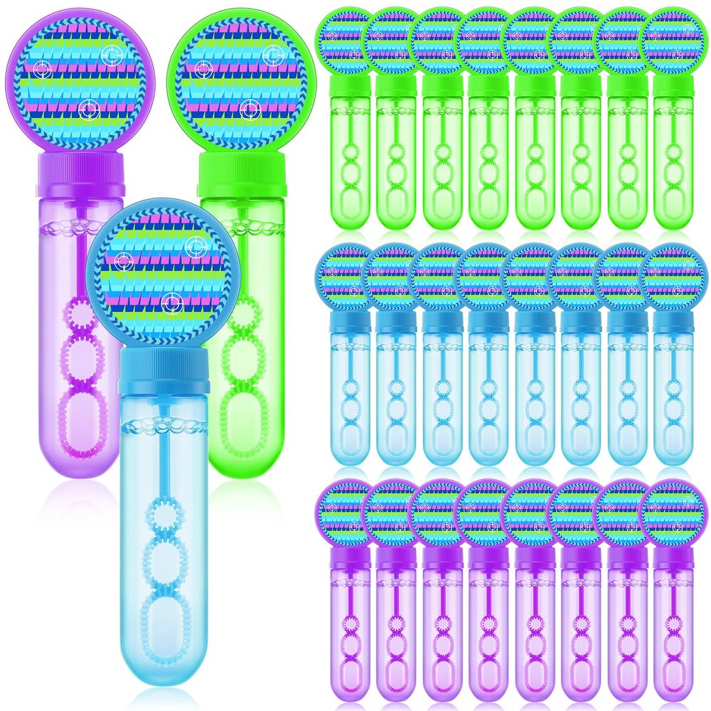 Rotatingpals 24 Pcs Video Game Bubble Wands Mini Gaming Bubble Toys for Kids Toddlers Video Game Party Christmas Birthday Gifts Filler Goodie Bag Stuffer (Purple, Blue, Green)