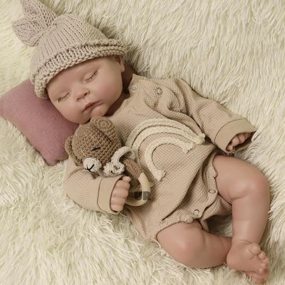 18 Inch Lifelike Reborn Baby Dolls - Full Platinum Silicone Newborn Boy Doll 7 Lb Anatomically Correct Sleeping Real Life Bebe with Gift Box Painted