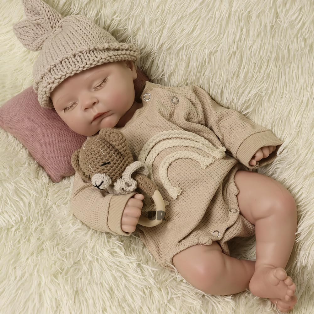 18 Inch Lifelike Reborn Baby Dolls - Full Platinum Silicone Newborn Boy Doll 7 Lb Anatomically Correct Sleeping Real Life Bebe with Gift Box Painted