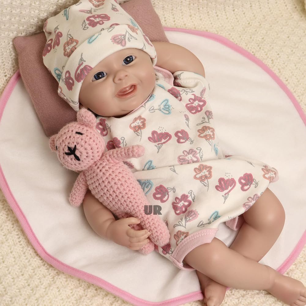 18 Inch Full Body Silicone Reborn Baby Doll Girl, 46 CM Soft Handmade Bebe Newborn Baby Doll Painted
