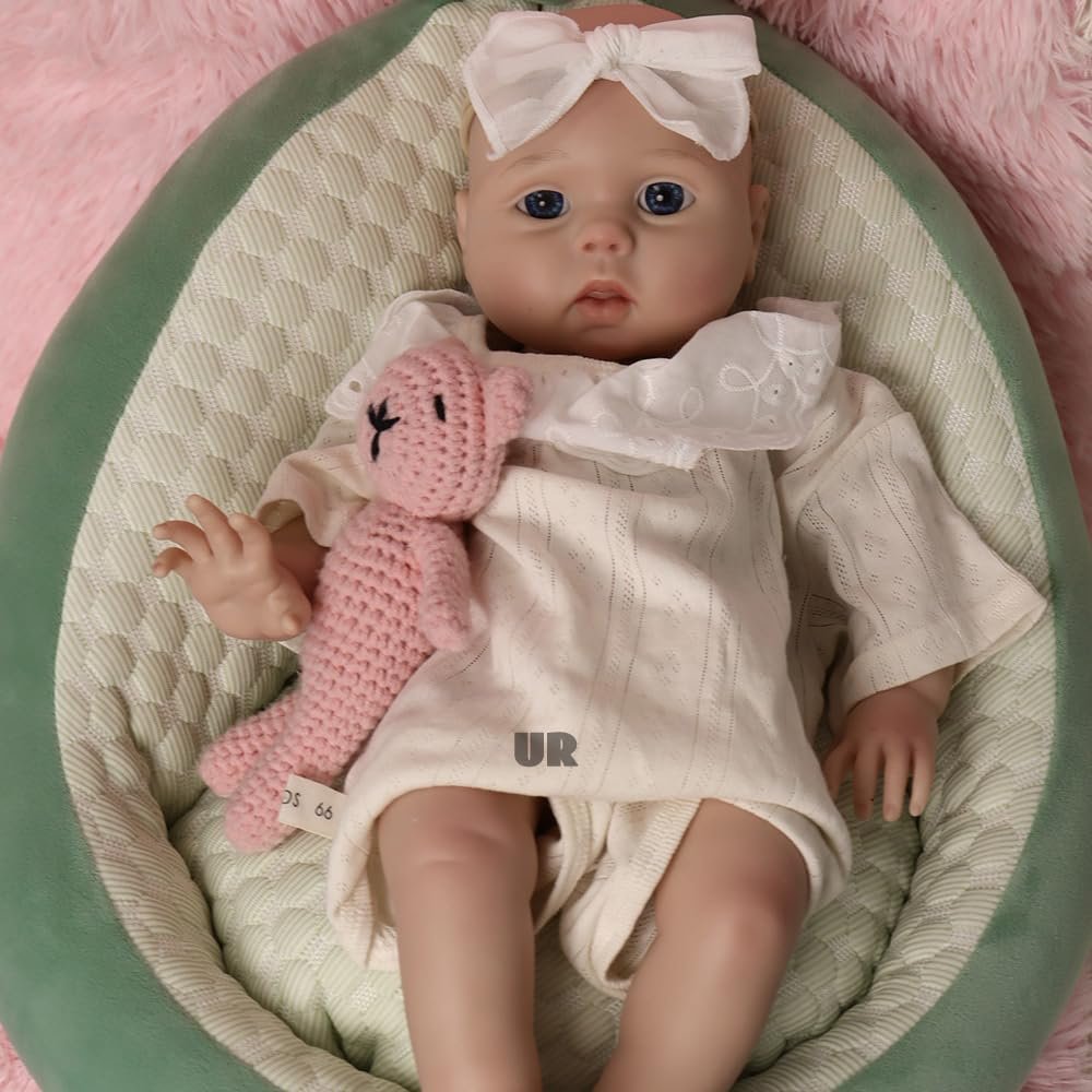 46CM Lifelike Reborn Baby Dolls Silicone Full Body, 18inch Soft Handmade Newborn Girl Doll Gift Painted