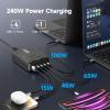 240W GaN Charger, 5-Port USB C Charger with 140W Max PD 3.1 Port, LED Display Desktop Charging Station Adapter for MacBook Pro/Air M3/M2/M1, Laptops, iPhone 17/16, Galaxy S24/S23, iPad, Steam Deck view 2