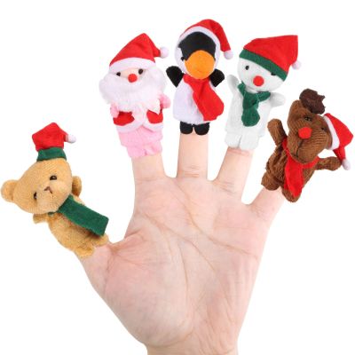 CCINEE Christmas Finger Puppets for Kids, 5pcs Soft Plush Xmas Characters Finger Toys for Toddlers Story Time Playtime Shows Christmas Party Favors Gift Rewards