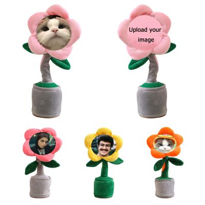Customized Sunflower with Face, Fun Personalized Imitation Singing and Dancing Cartoon Sunflower Ornaments, Record 50 Songs, Suitable for Birthdays, Parties and Customized Gifts A (Custom Sunflower)
