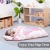 Primlect Thickened Toddler Nap Mat with Removable Pillow and Minky Blanket, Extra Large 55''x35'' Sleeping Bag, Washable, Roll up, Perfect for Daycare, Preschool, Kindergarten, Girls Butterfly view 3