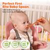 Omnilove Silicone Baby Spoons 2-Pack with Case, New Born Self Feeding Toddler Spoon, Baby Led Weaning Supplies, Toddler Utensils with Safety Chain, Baby Eating Essentials, Dishwasher Safe view 2