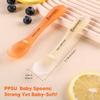 Omnilove Silicone Baby Spoons 2-Pack with Case, New Born Self Feeding Toddler Spoon, Baby Led Weaning Supplies, Toddler Utensils with Safety Chain, Baby Eating Essentials, Dishwasher Safe view 3