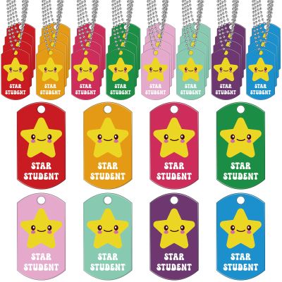 Dansydaisy 64 Pcs Student Incentives Acrylic Star Student Dog with Chains Recognition Tag Education Awards Prizes Bulk for School Classroom Reward Teacher Supplies, 8 Styles