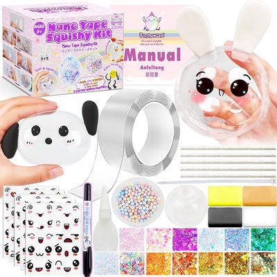 FUNSHOWCASE Nano Tape Bubble Kit with Clay, Marker, 6-Design Guide Squishy Maker Set