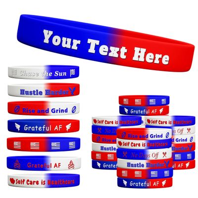 Auroyagift 10-5000PCS Custom Rubber Bracelets, Your Slogan Logo Text, Personalized Silicone Wristbands, Segmented Colors, Custom Silicone Bracelets for Motivation, Holiday Gifts, Companies, Parties
