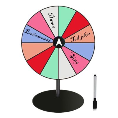 12 Slots Prize Wheel - Table Prize Wheel Spinner | Spining Wheel | Heavy Duty Base With Dry Erase Marker For Customization, Perfect For Trade Shows, Carnivals, Home Parties, Raffles, Games, Event Priz