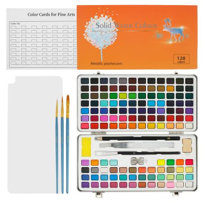 Washable Watercolor Paint Set Kids, 128 Colors Watercolor Paint Set Complete Watercolor Set with Case and Paint Brushes Portable Travel Watercolor Set Convenient Watercolor Kit for Teens Girls Boys