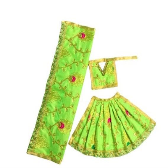 MATA Rani Dress 5 Inches l Lehanga Patka with Embroidery Work l Poshak for Durga MATA Devi Ji for Navratri Special Pack of 3
