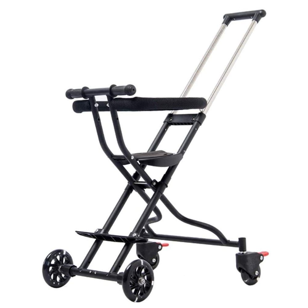HBJWOV Removable Two-Stage Adjustment, Piece Retractable, Portable and Foldable Children's Simple Tricycle Four-Wheel Baby Stroller