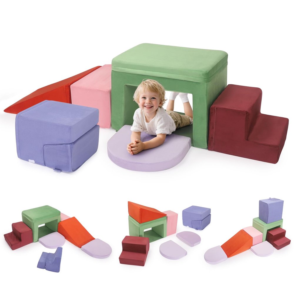 Lischwert Foam Climbing Blocks for Toddlers 1-3, Soft Play Set with Crawling Exploration Toys, Indoor Outdoor Infant Safe Blocks for Baby Gym Toddler Playground