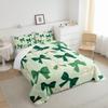 3D Bowknot Kids Bedding Sets Green and Beige Bow Tie Print Reversible Comforter for Boys Boho Girly Princess Style Quilt Set Soft Duvet Insert,1 Pillowcase Toddler Size view 4