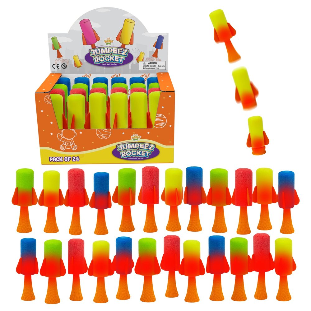 IPIDIPI TOYS Jumpeez LED Jumping Rocket Poppers  24-Pack Light Up Spring Launcher Toys, Easter Basket Stuffers for Kids, Birthday Party Favors, Goodie Bag Stuffers, Easter Egg Fillers