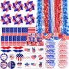 Palonu 181Pcs 4th of July Patriotic Accessories for kids Including Glasses Necklaces Handheld US Flags Bracelets Pinwheels Brooches Tattoos for Independence Day, Memorial Day Party Decorations view 1