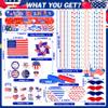 Palonu 181Pcs 4th of July Patriotic Accessories for kids Including Glasses Necklaces Handheld US Flags Bracelets Pinwheels Brooches Tattoos for Independence Day, Memorial Day Party Decorations view 2