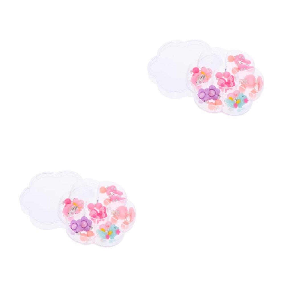 PTREWQAZX 14 Pairs Clip-on Jewelry Cartton Earrings Little Ear Drops Accessory