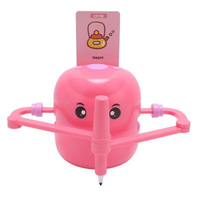 Drawing Robot with 100 Learning Word Cards for Kids, Interactive Educational Drawing Robot for Kids, Automatic Drawing Toy for Children Aged 5 and Above (Rosy Red)