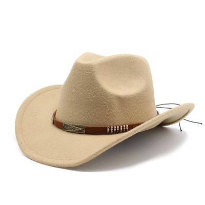 ARTLOVEE Western Wide-brimmed children's cowboy hats Handmade Ethnic Decorations for Halloween Holiday Parties 20.5-21.3 in (52-54 cm) (camel)