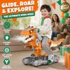 Dinosaur Ride-On Scooter for Toddlers Electric Push & Ride Foot-to-Floor Sliding Rideable Toy with Music, Lights, Mist Spray for Boys & Girls - Orange (Orange) view 3