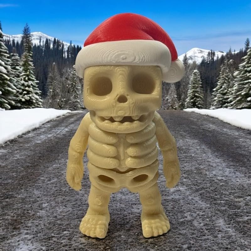 Articulated Skeleton with Santa Hat [Christmas] | Home Dcor and Office Desk Toys | Autism, ADHD, Sensory | 3D Printed Gift