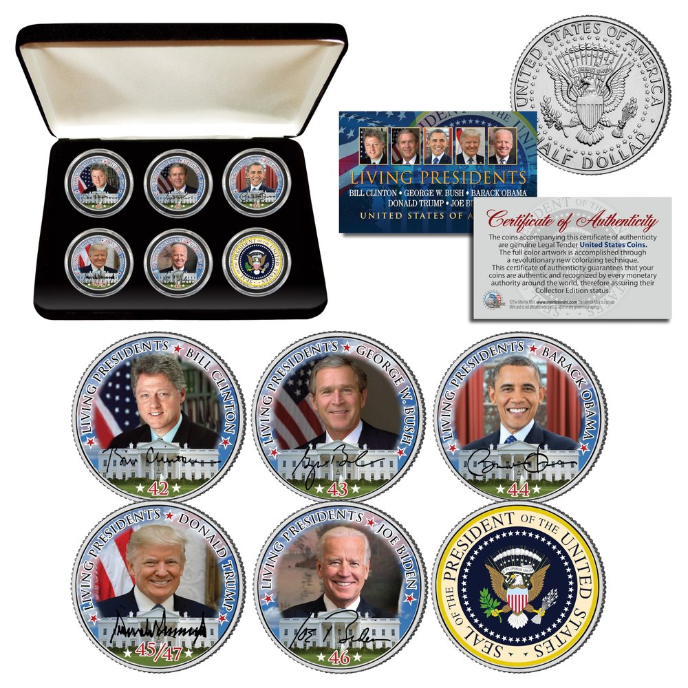 2025 Living Presidents Signature Series JFK Half Dollar 5-Coin Set & Bonus Coin with Display Box