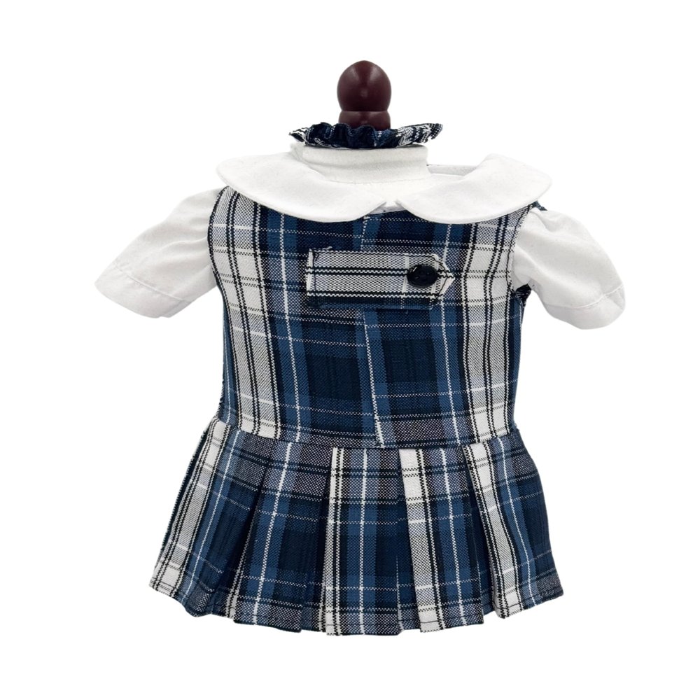 18 inch Doll Outfit-School Plaid Jumper Include Blouse and Hair Accessory/Add on Option: Sock and Shoe (Doll is not Included) (Zip Jumper Only, Plaid 85)