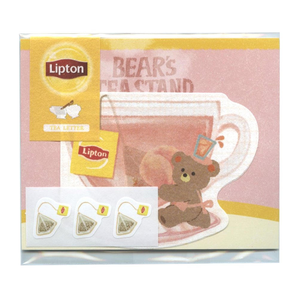 Furukawa Shoko LT723 Letter Set, Tea Letter Set, Bear's Tea Stand Lipton Peach Tea