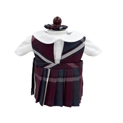 18 inch Doll Outfit-School Plaid Jumper Include Blouse and Hair Accessory/Add on Option: Sock and Shoe (Doll is not Included) (Split Jumper Only, Plaid 91)