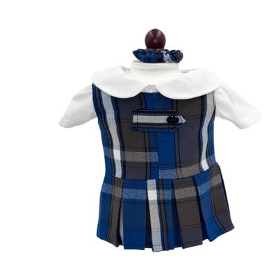 18 inch Doll Outfit-School Plaid Jumper Include Blouse and Hair Accessory/Add on Option: Sock and Shoe (Doll is not Included) (Zip Jumper Only, Plaid 73)