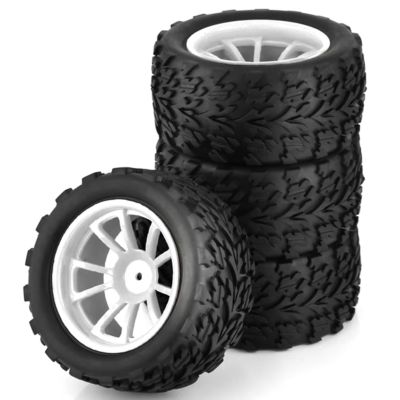 RC Car Accessories Compatible with Traxxas for Arrma for Redcat for HSP 1/10 RC Car 4Pcs 118MM Tire Tyre Wheel Foam Insert 12Mm Hex(White)
