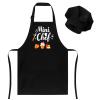 XLSXEXCL Kids Apron and Chef Hat Set, Mini Chef Funny Apron Adjustable Kitchen Apron for Boys and Girls for Cooking Baking Painting and Training (Black) view 1