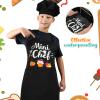 XLSXEXCL Kids Apron and Chef Hat Set, Mini Chef Funny Apron Adjustable Kitchen Apron for Boys and Girls for Cooking Baking Painting and Training (Black) view 4