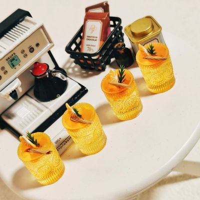 4 Pcs Dollhouse Mini Summer Drinks Food Model Kitchen Miniature Scene Decor