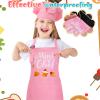 XLSXEXCL Kids Apron and Chef Hat Set, Mini Chef Funny Apron Adjustable Kitchen Apron for Boys and Girls for Cooking Baking Painting and Training (Pink) view 4