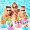 12 Pieces Beach Honeycomb Centerpieces Summer Pool Party Decorations Beach Centerpieces for Hawaii Luau Summer Pool Birthday Decorations view 3
